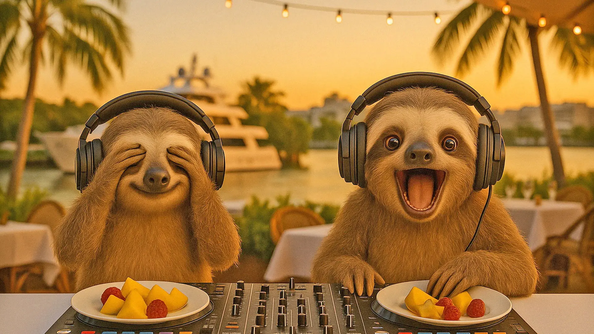 Bobo & Bibi in Miami backdrop