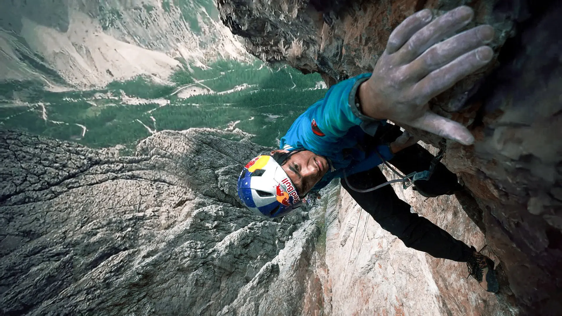David Lama - Off Limits on Rock and Ice backdrop