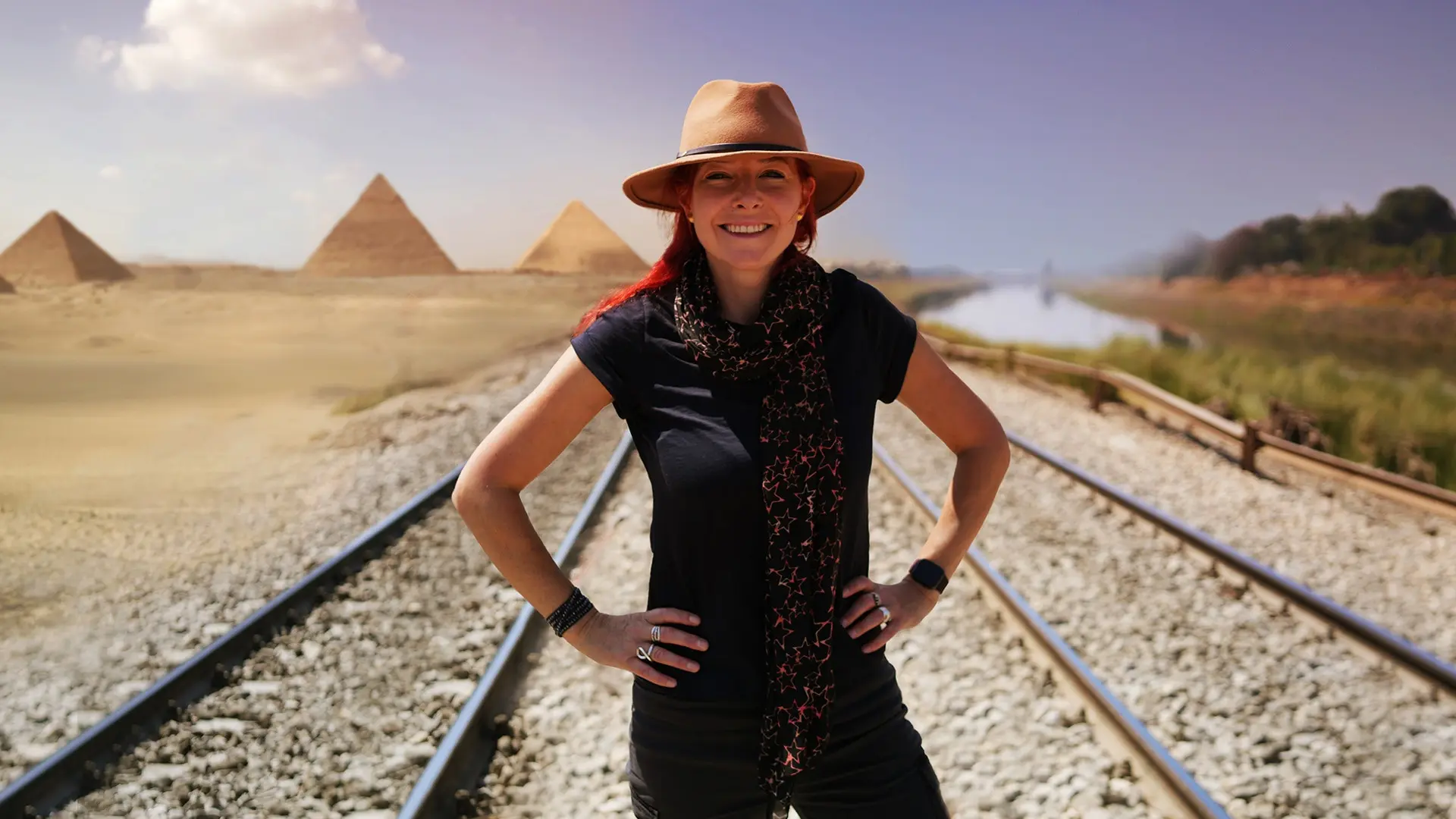 Ancient Egypt by Train with Alice Roberts backdrop